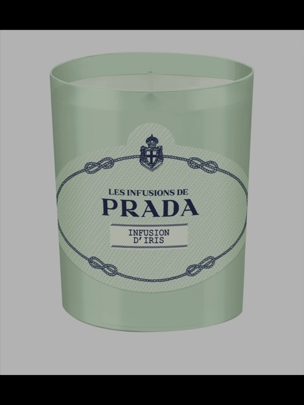 Prada Infusion d'Iris Scented Candle - Pale Mint with Navy Logo